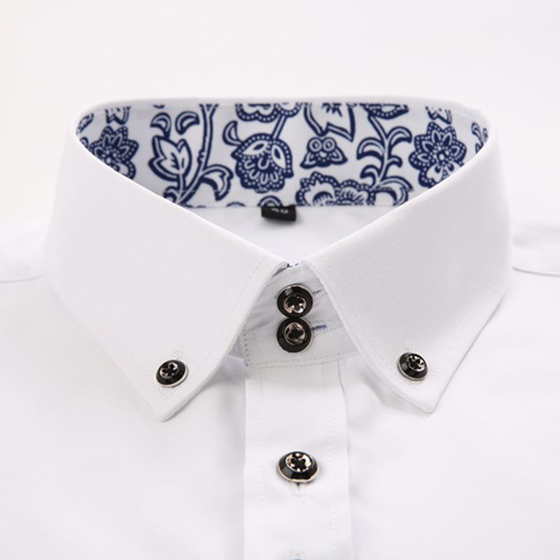 2023 Slanke Skjorter Med Lange Armer Menn Unge Middelaldrende Bedrifter Uformelle Blå Hvite Herreskjorter I Porselen
