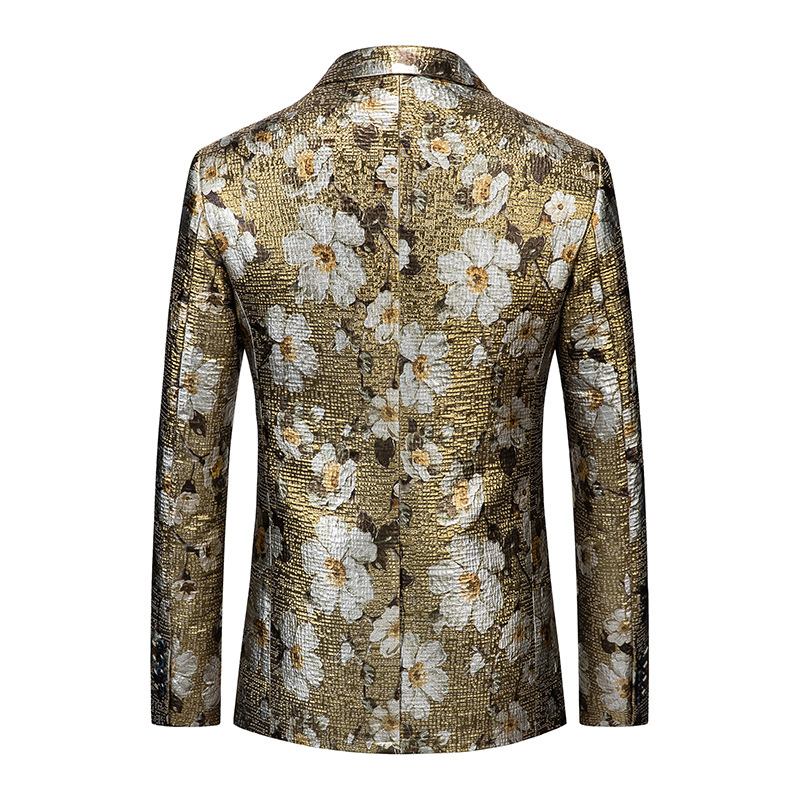 2023 Golden Flower Western Fitted Jacket Gold Printed Suit Toppjakke Menn