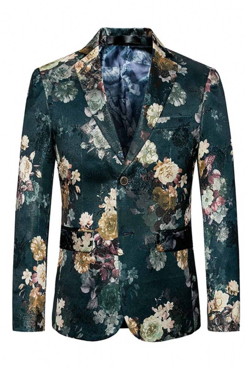 Menns Casual Business Floral Western Fitting Body To Knapps Suit Toppjakke Blomsterprint Kjole Menn
