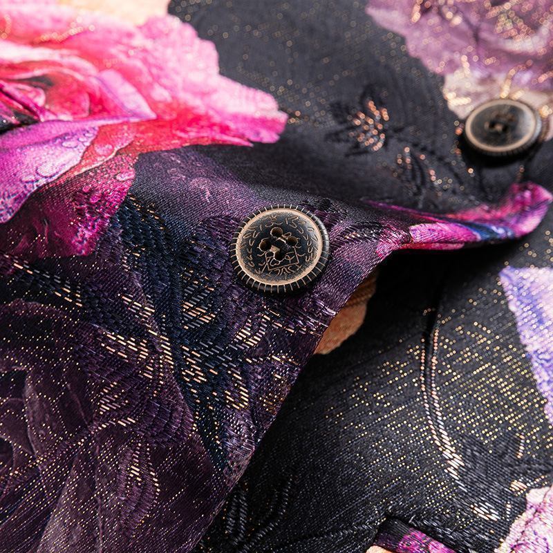 Menns Fritidsdrakt Kjole Kjekk Kokett Dress Stor Rose Print Jakke Menn