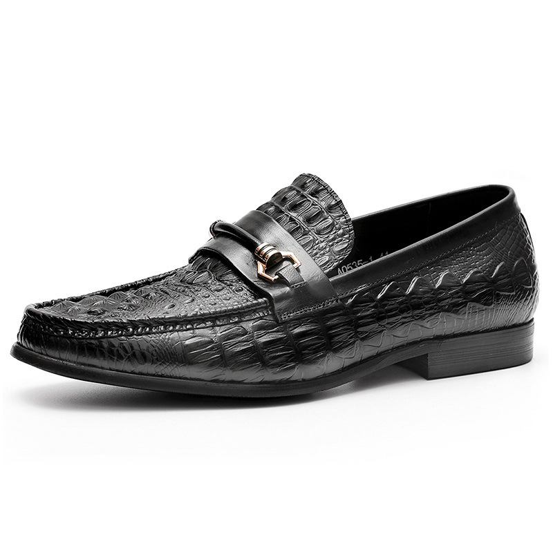 2023 Four Seasons Men's Doudou Shoes Semi-casual Dress Lær Tålag E-fisk Mønster Herresko