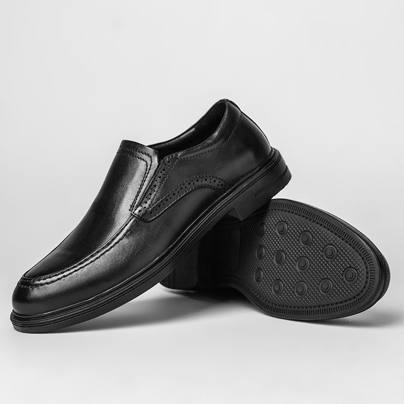 Forretningsskinnsko Menn Formell Kjole Arbeid Håndlagde Skinn Loafers Slip-on Herresko Med Tykke Såler