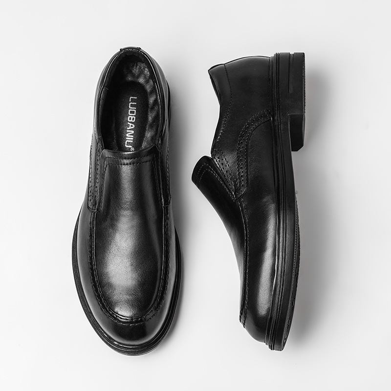 Forretningsskinnsko Menn Formell Kjole Arbeid Håndlagde Skinn Loafers Slip-on Herresko Med Tykke Såler