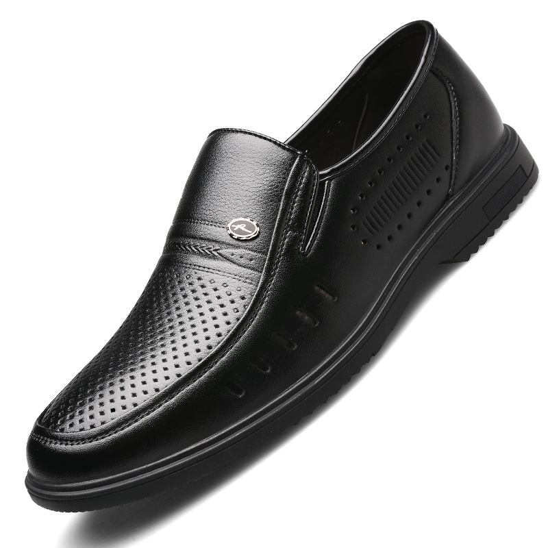 Høst Middelaldrende Eldre Skinnsko Menns Myke Såler Slip-on Sko Business Casual Far