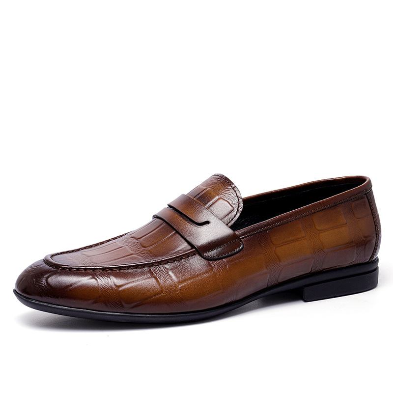 Høst Uformelle Skinnsko Menns Forretningstrend Lette Pustende Slip-on Skinn Loafers Menn