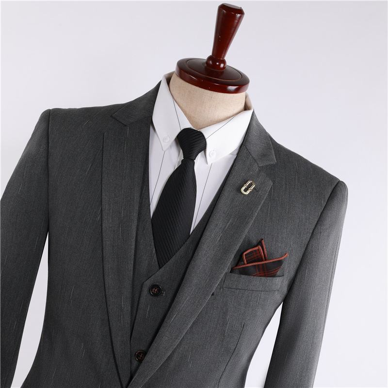 Dress Menn Tredelt Slank Casual Meteor Stripe Brudekjole Groomsmen Profesjonell