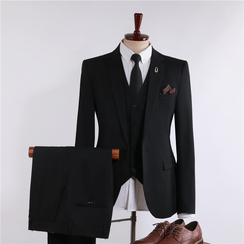 Dress Menn Tredelt Slank Casual Meteor Stripe Brudekjole Groomsmen Profesjonell