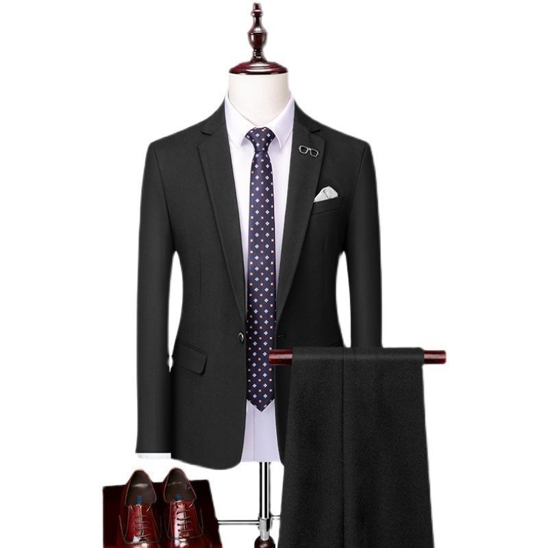 Ensfargede Dress Menn Business Gentleman To Work Wear Plus Size Menns Brudgom Brudekjole Groomsmen Todelt