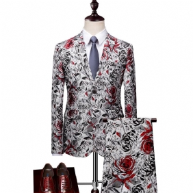 Menns Business Casual Flower Dress Set Passende Kjole Emcee Suit To-delt Sett